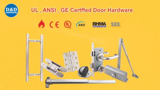 UL-gelisteter Hersteller, feuerbeständiger Edelstahlbeschlag, Türscharnier, hydraulischer Türschließer, Panikausgang, Druckstangenschloss, Konstruktion, Holztür, Baubeschläge